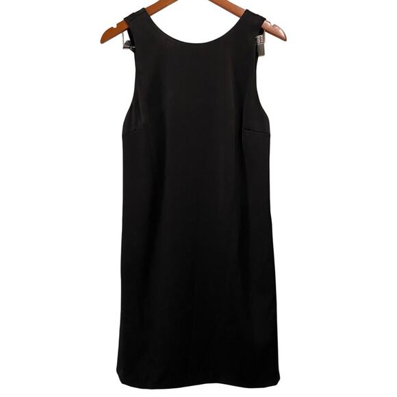 Alice + Olivia Lita Cowl Back Mini Dress Large Black Satin Draped Open Back Chic - Picture 4 of 16